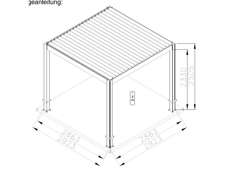 Bioklimatska pergola 2,86 x 2,86 m; tamno siva