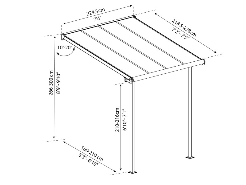 Sierra - 2,3 x 2,3 m - Weiß/Klar