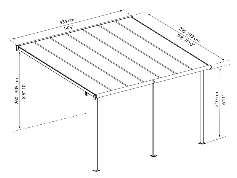 Sierra - 3 x 4,34 m - Grau/Klar