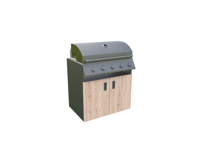 Modulare Outdoor Küche - Grillelement, Holzdekor – rustikale Eiche