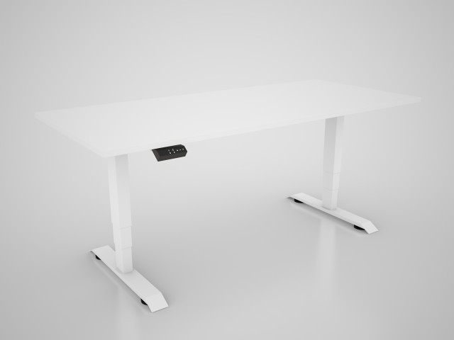 Dvižna miza s ploščo v dekorju bela - 1600 x 800 mm, belo podnožje