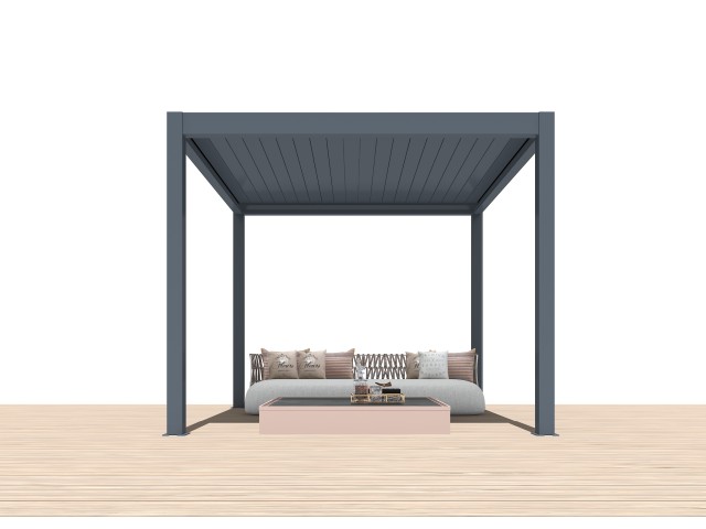 Bioklimatska pergola 2,86 x 2,86 m; tamno siva