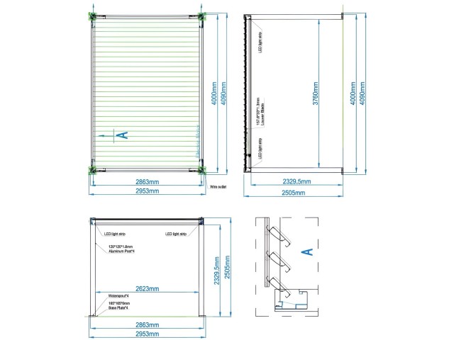 Bioklimatska pergola 4 x 2,86 m; tamno siva