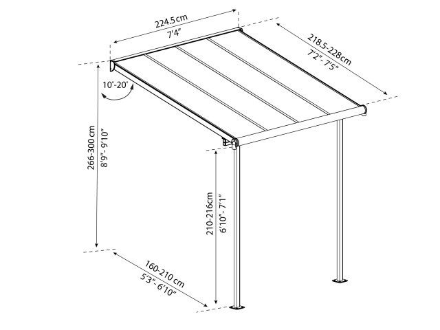 Sierra - 2,3 x 2,3 m - Weiß/Klar