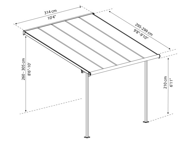 Sierra - 3 x 3,14 m - bijela/transparent